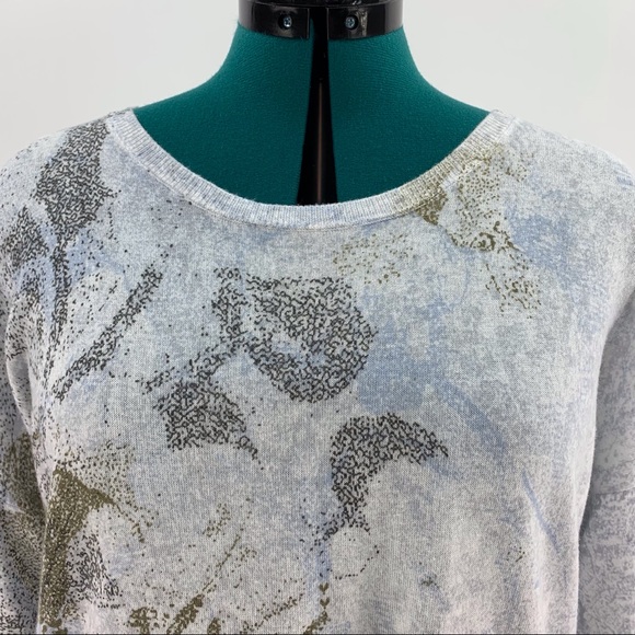 sandwich White and Grey Lightweight Patterned Long Sleeve Sweater, XL - Picture 4 of 16